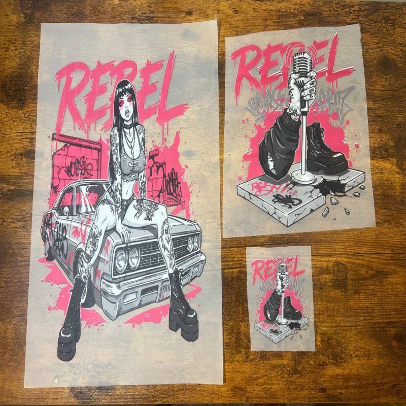 DTF Transfer Ready To Press | Rebel Street Art | Front and Back Print | Cold Peel